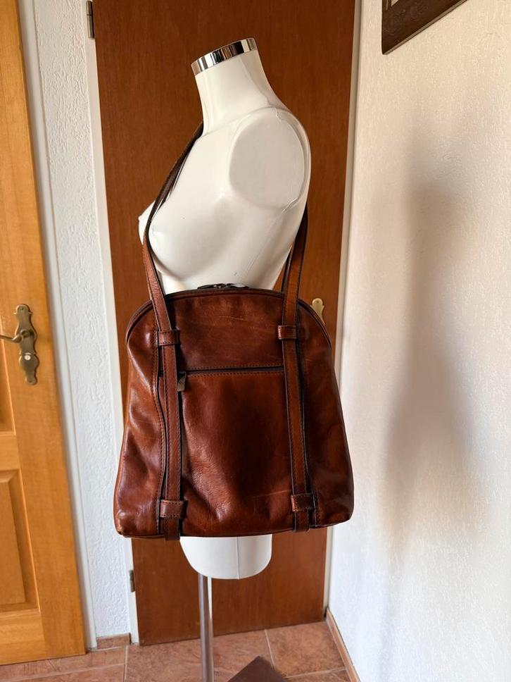 Luxe bruine echt leren schoudertas van C&C, Sieraden, Tassen en Uiterlijk, Tassen | Schoudertassen, Zo goed als nieuw, Overige merken