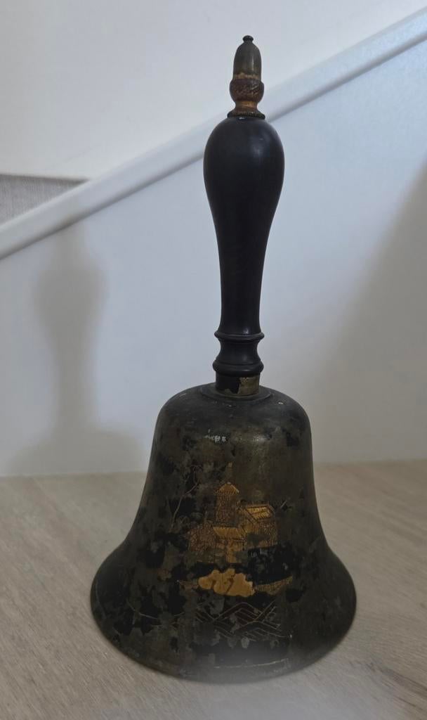 Vintage Messing Handbel met Houten Handgreep - 19 cm, Ophalen of Verzenden