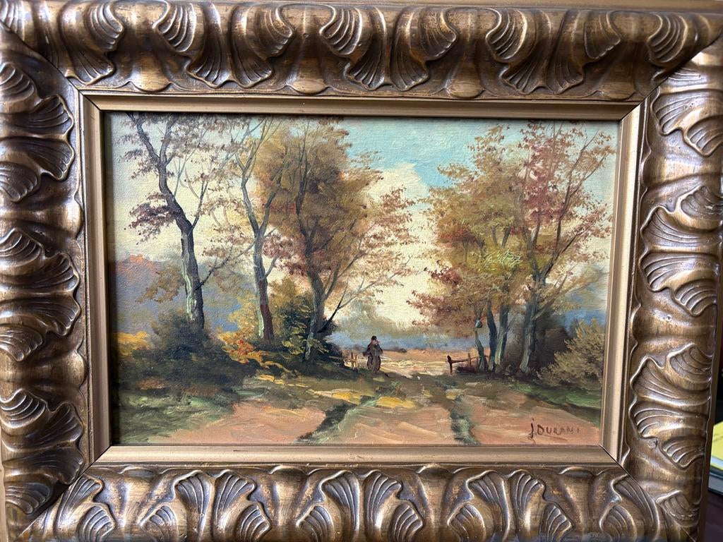 Schilderij J Durant op hout 22x15, Antiek en Kunst, Ophalen