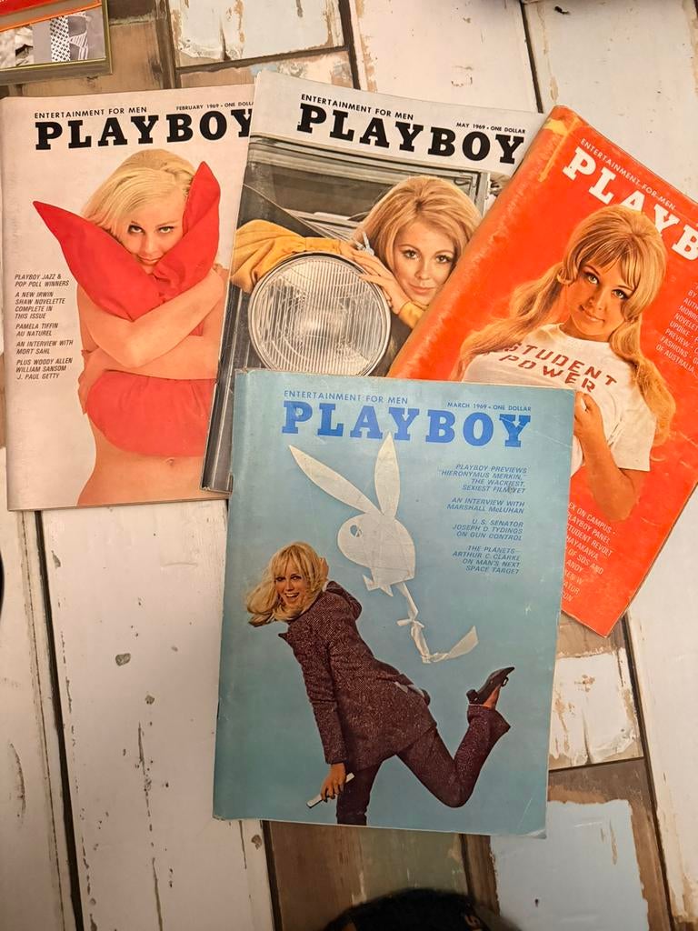 4x playboy 1969 uniek!! feb maart mei sept vintage erotiek, Verzamelen, Tijdschriften, Kranten en Knipsels, Ophalen of Verzenden