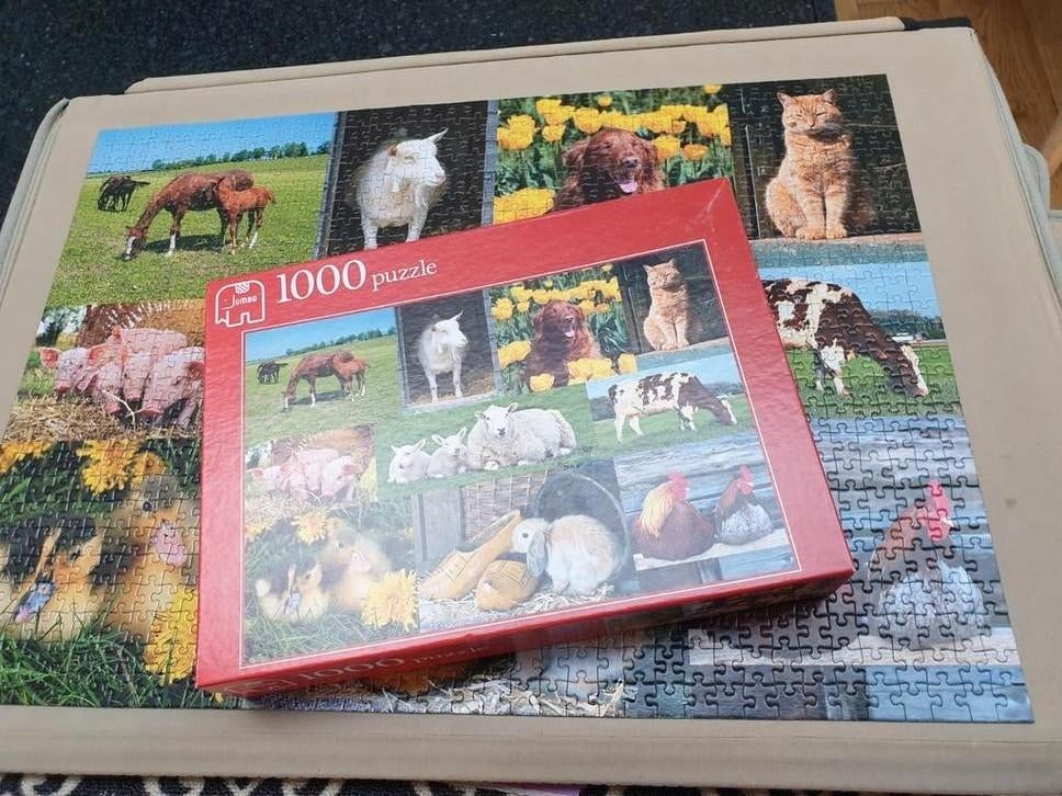 Legpuzzel 1000 stukjes - Dieren op de boerderij, Ophalen of Verzenden, 500 t/m 1500 stukjes, Gebruikt, Legpuzzel