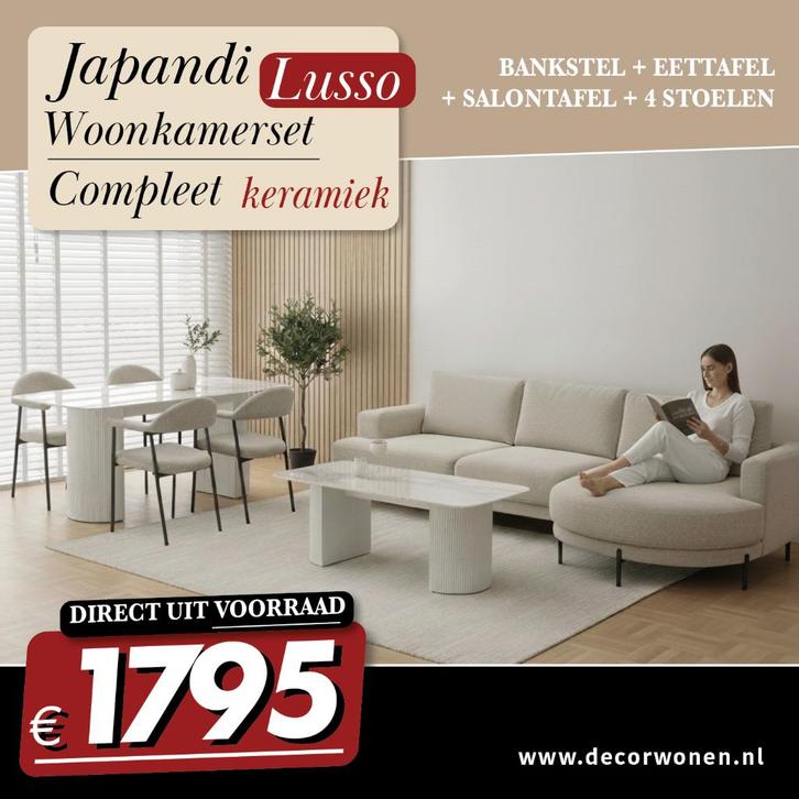 Woonkamer set Bankstel Tafel 4 stoelen v.a. €1795,-, Huis en Inrichting, Banken | Complete zithoeken, Nieuw, Overige materialen