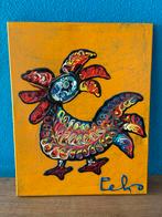 Peko haan schilderij geel, Ophalen