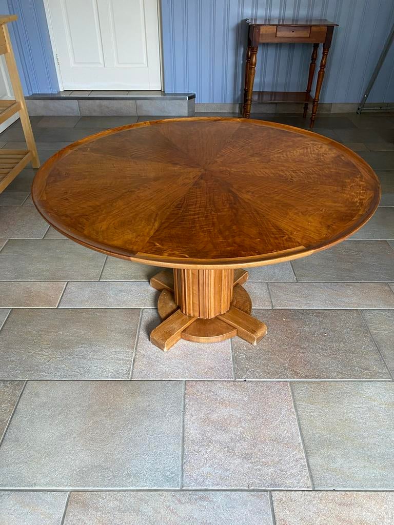 Ronde houten salontafel, Huis en Inrichting, Tafels | Bijzettafels, Gebruikt, Rond, Hout, Ophalen