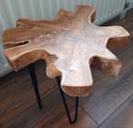 Bijzettafel - Leen Bakker - Kanton, Huis en Inrichting, Tafels | Bijzettafels, Minder dan 55 cm, Rond, Natuurlijk, Zo goed als nieuw