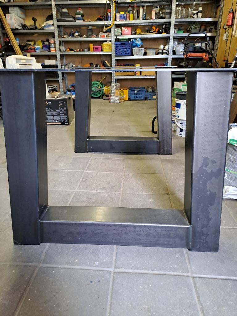 stalen onderstel voor tafel  eventueel ook met planken, Ophalen, 100 tot 150 cm, Staal - eikenplanken, 50 tot 100 cm
