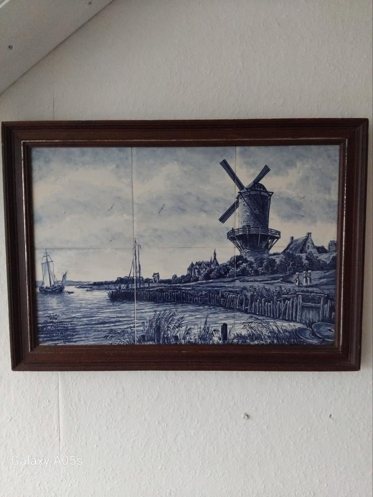 Handgeschilderd delfsblauw tegel tableau, Ophalen