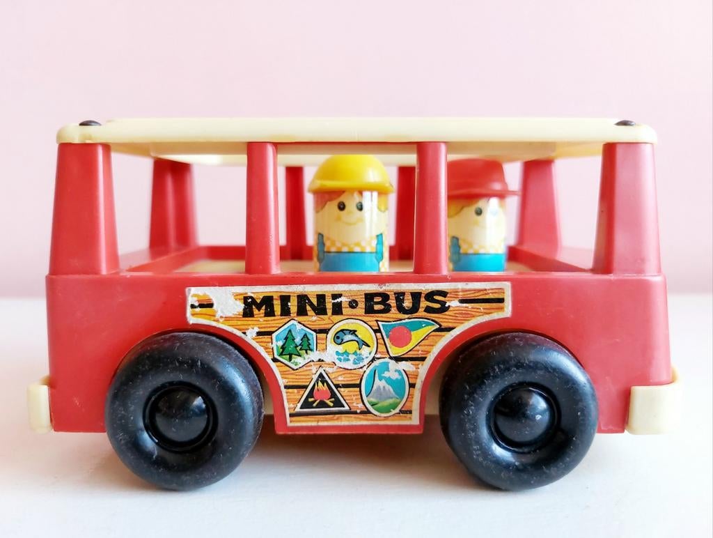 Vintage 1969 Fisher-Price Mini Bus met 2 Chicco figuurtjes, Ophalen of Verzenden, Gebruikt, Auto of Voertuig
