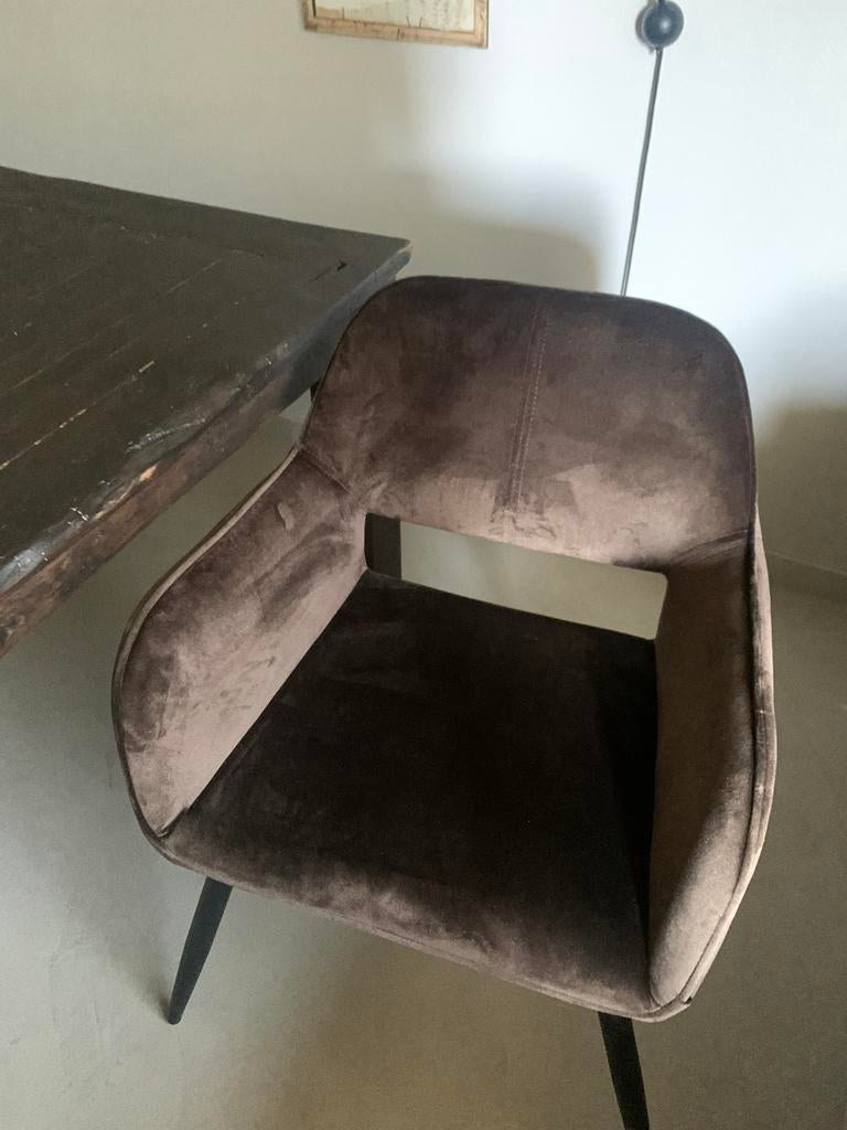 2 velvet eetkamerstoelen izgst, Ophalen, Twee, Bruin, Zo goed als nieuw