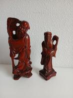 Twee Chinese hardhouten beeldjes de grootste is 14 cm, Ophalen of Verzenden