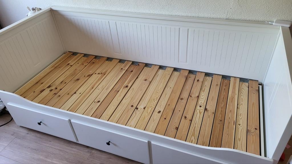 Ikea Hemnes bedbank met 3 lades 80x200 cm, Huis en Inrichting, Ophalen, Eenpersoons, Modern, Scandinavisch, Wit