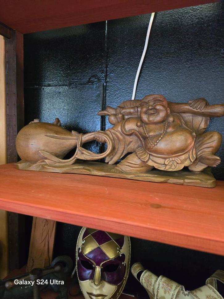 02 Boeddha Beeld Houtsnijwerk, Antiek en Kunst, Kunst | Beelden en Houtsnijwerken, Ophalen