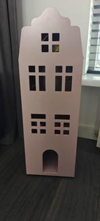 Houten poppenhuis met inrichting en poppetjes, Kinderen en Baby's, Speelgoed | Poppenhuizen, Ophalen, Poppenhuis