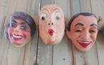 Antieke Franse papier-maché maskers,3 x masker gemerkt, Ophalen of Verzenden