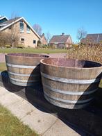Groot Eikenhouten Wijnvat Bloembak Minivijver 200 liter, Ophalen, Rond, Balkon, 60 tot 100 cm