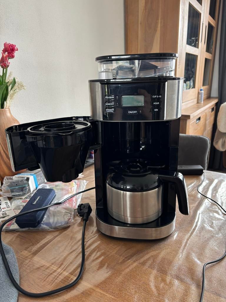 Tarrington House koffiezetapparaat met bonenmaler, Koffiemachine, Ophalen of Verzenden, Zo goed als nieuw, 4 tot 10 kopjes
