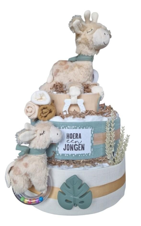 Jungle giraffe luiertaart , babyshower , kraamkado, Kraamcadeau, Babycadeau-idee, Nieuw, Ophalen of Verzenden