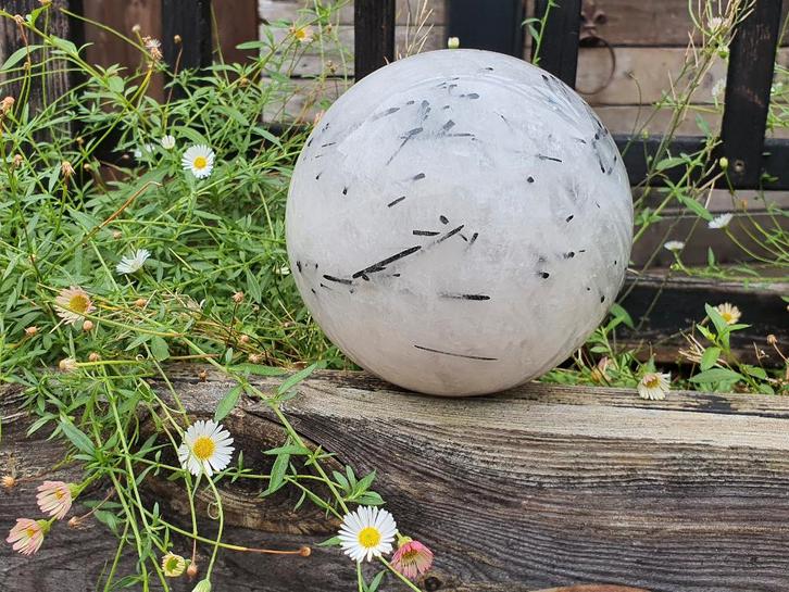 Toermalijn kwarts bol 12 cm, 2,4 Kg! Hemel & Aarde in een!, Verzamelen, Mineralen en Fossielen, Mineraal, Verzenden