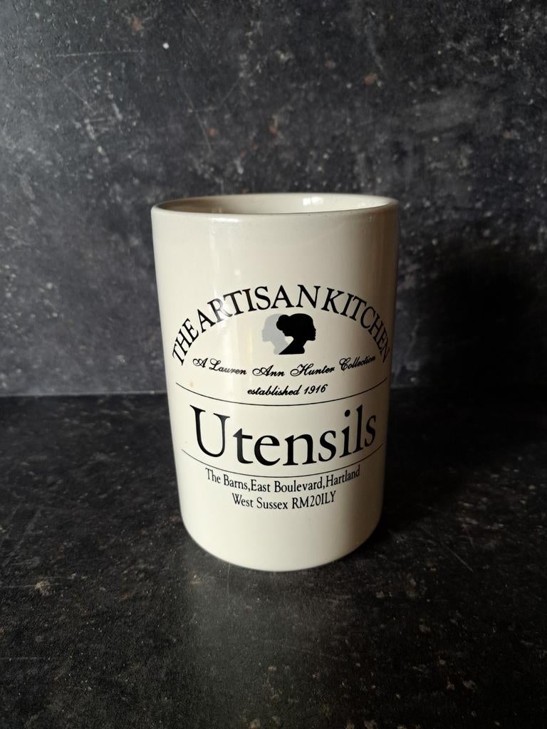 Lepelpot van keramiek, creme en zwart, Huis en Inrichting, Ophalen of Verzenden