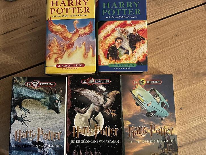 Harry Potter boeken 5 stuks, 2 engelstalig, Verzamelen, Harry Potter, Zo goed als nieuw, Boek of Poster, Ophalen of Verzenden
