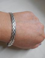 Zilveren vintage aanschuifarmband gevlochten nr.575