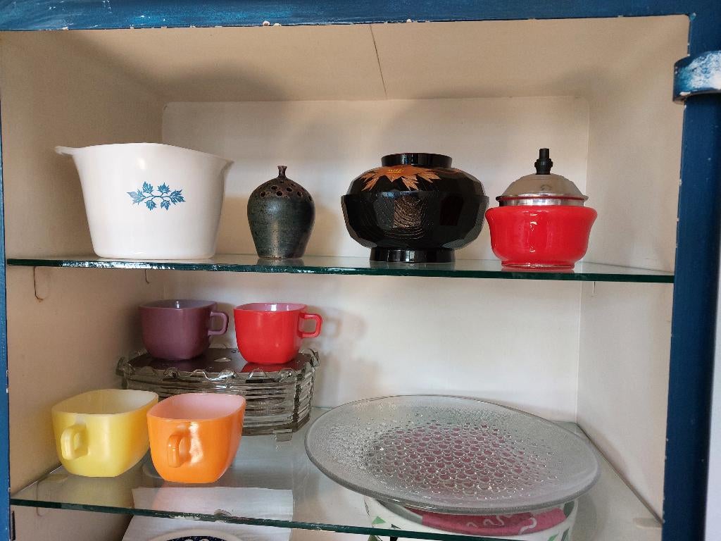 Pyroflam Wit blauw maatbeker Mengkom Retro Keukengerei, Ophalen, Huis en Inrichting