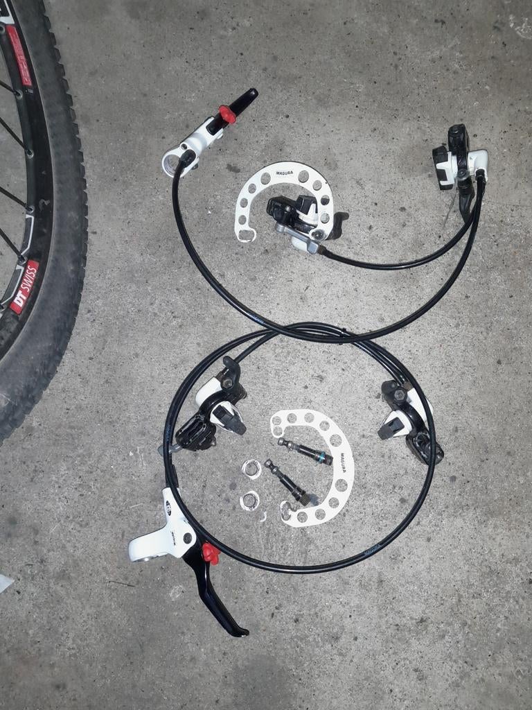 Retro Magura HS33 sneeuw Wit hydraulische rem set kompleet, Fietsen en Brommers, Fietsonderdelen, Ophalen of Verzenden