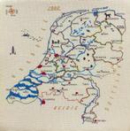 Borduurwerk, zijde, landkaart, Nederland, 1980, vintage, Ophalen, Gebruikt, Handborduren, Overige typen