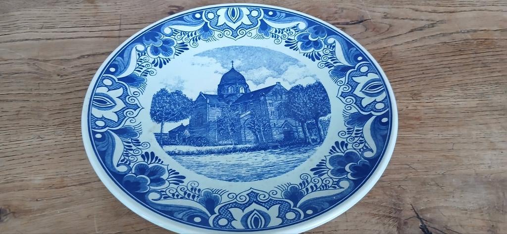Delfts Blauw Sierbord met Kerk Afbeelding, Ophalen of Verzenden