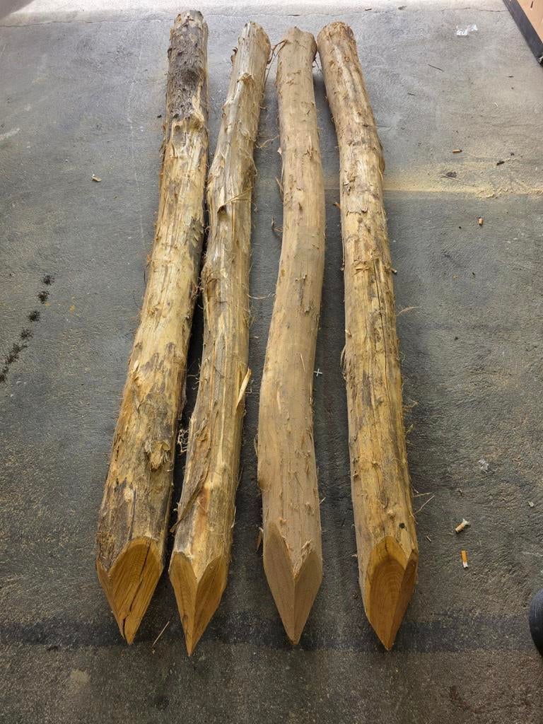 4 Robinia houten palen - 2,5 meter lang, Tuin en Terras, Ophalen, Gebruikt, Palen, Hardhout