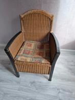 Rieten stoel met kussen, Huis en Inrichting, Stoelen, Ophalen, Gebruikt, Bruin, Riet of Rotan