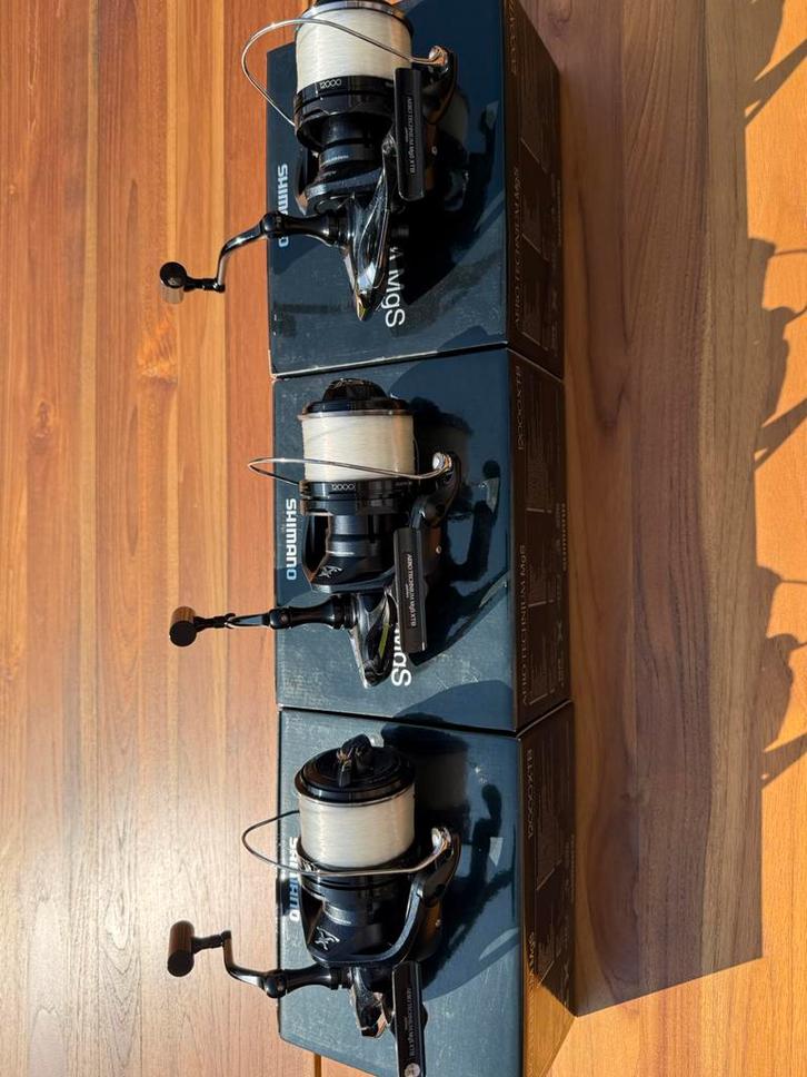 Set Shimano Aero Technium Mgs 12000XTB Customized., Watersport en Boten, Hengelsport | Karpervissen, Zo goed als nieuw, Molen