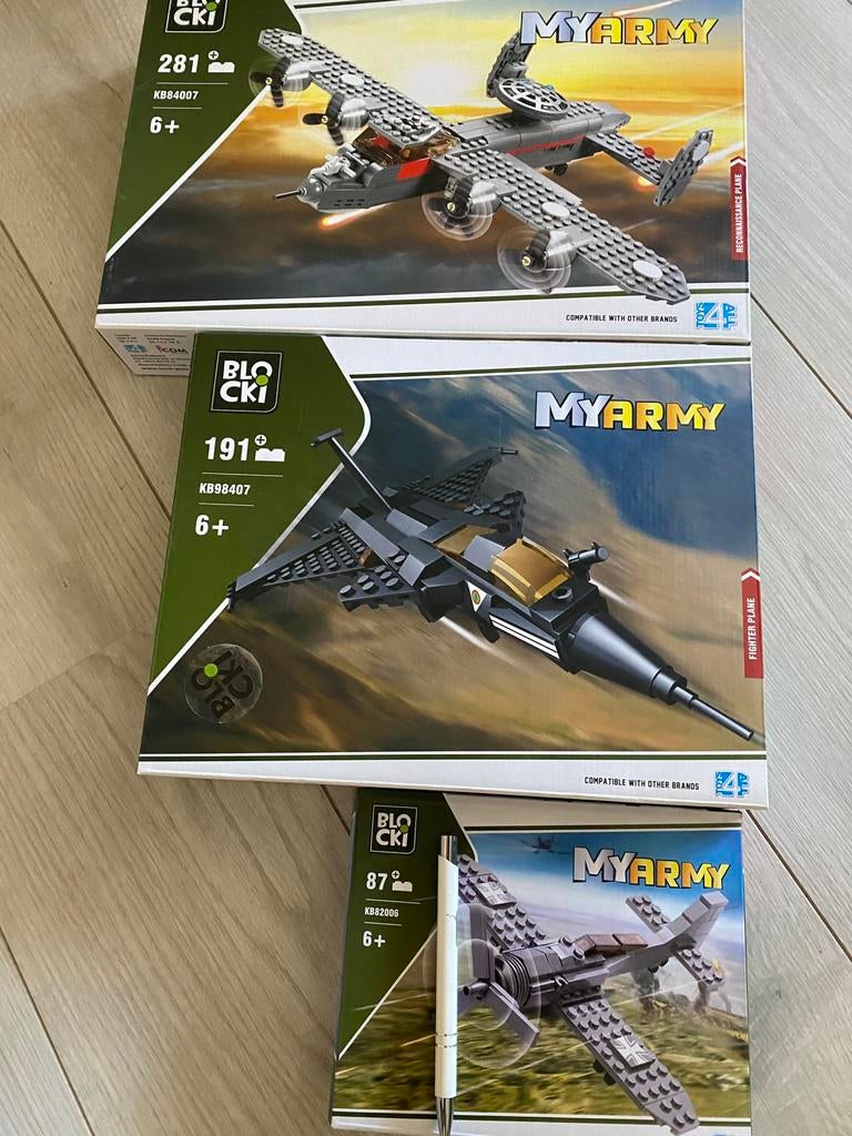 Drie leuke militaire vliegtuigen van BloCki voor 6+, Ophalen of Verzenden, Gebruikt, Overige merken