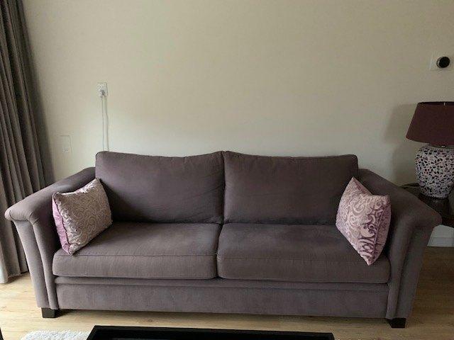 ***Bank - 3-zits - lila/grijs linnen look***, Ophalen, Gebruikt, JB Style - linnen look, Driepersoons