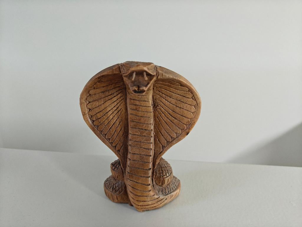 Handgesneden Vintage Cobra beeld hout., Ophalen of Verzenden