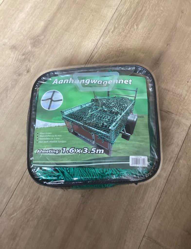 Groene aanhangwagennet   3,5 x 1,6 meter, Ophalen of Verzenden, Zo goed als nieuw