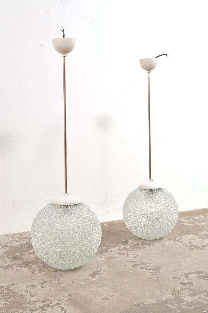 Vintage bollampen kristalglas hanglamp lamp jaren 60, Huis en Inrichting, Lampen | Hanglampen, Gebruikt, 75 cm of meer, Ophalen of Verzenden
