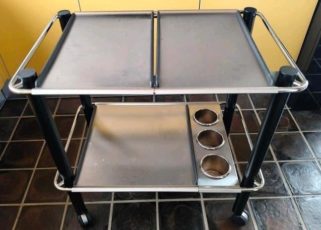 Bieffeplast Vintage serveerwagen trolley RVS retro modern, Gebruikt, Meerkleurig, Ophalen of Verzenden, Metaal