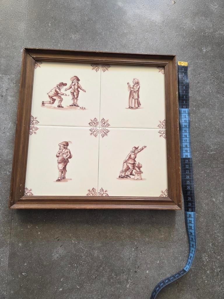 Antiek Delfts Blauw Tegeltableau met Kinderen, Antiek en Kunst, Ophalen of Verzenden