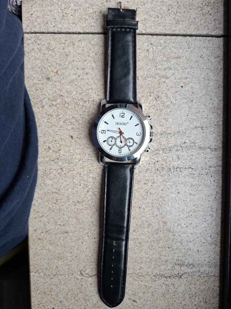 Jesou horloge, Sieraden, Tassen en Uiterlijk, Horloges | Heren, Overige merken, Leer, Staal, Polshorloge