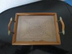 mooi uit hout gesneden dienblad  met koper en glas 21/16 cm, Ophalen of Verzenden