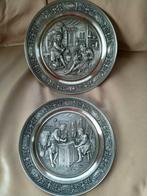 2 tinnen borden, Ophalen of Verzenden