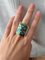 Abalone Schelp Ring Rechthoek, Overige kleuren, Ophalen of Verzenden, Zo goed als nieuw, Met edelsteen