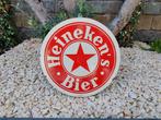 Emaille Reclamebord Bord Heinekens Bier Langcat, Ophalen of Verzenden, Zo goed als nieuw, Reclamebord