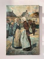 Landschap dubbeldoek Brazilië en Vissersvrouwen olieverf, Antiek en Kunst, Kunst | Schilderijen | Klassiek, Ophalen of Verzenden