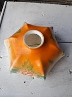 Vintage Lampenkap Oranje/Wit met Bloemmotief, Huis en Inrichting, Lampen | Lampenkappen, Gebruikt, Vintage, Ophalen of Verzenden