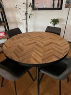 Ronde mangohouten eettafel met zwart frame, Huis en Inrichting, Tafels | Eettafels, Ophalen, 50 tot 100 cm, 100 tot 150 cm, Rond