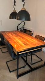 Industriële eettafel 220 cm, Huis en Inrichting, Tafels | Eettafels, Ophalen, 200 cm of meer, 50 tot 100 cm, Zo goed als nieuw