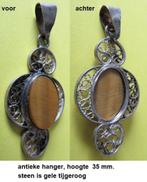 antieke ketting hanger, filigraine met gele tijgeroog, Ophalen of Verzenden, Hanger