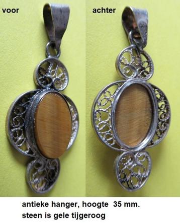 antieke ketting hanger, filigraine met gele tijgeroog beschikbaar voor biedingen